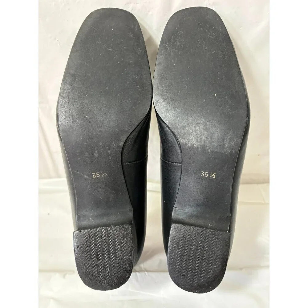 Yves Saint Laurent Black square bow Leather loafer Heels Buckle Size 5.5 - Picture 6 of 12